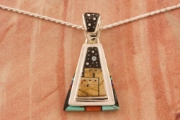 Calvin Begay Starry Night in the Pueblo Sterling Silver Pendant